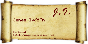 Jenes Iván névjegykártya