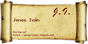 Jenes Iván névjegykártya